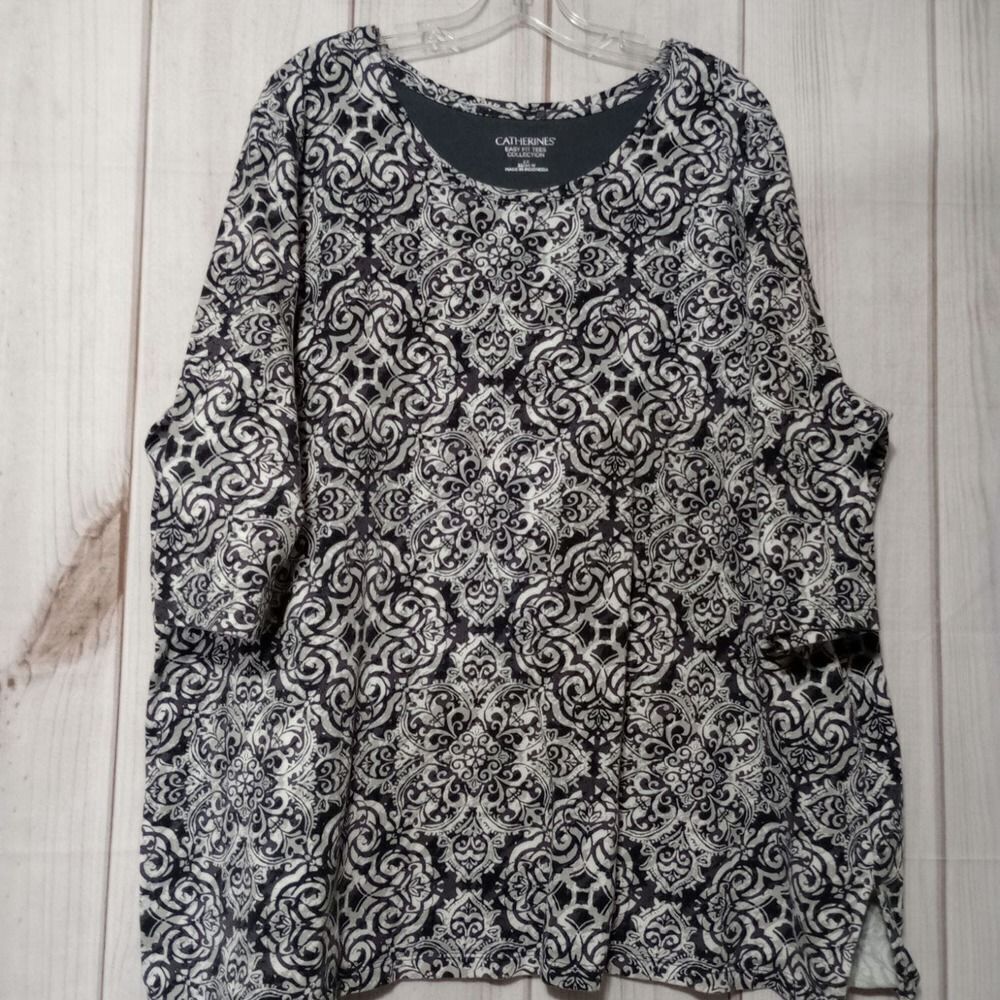Catherines Shirt Ladies 2x Thick Black and White